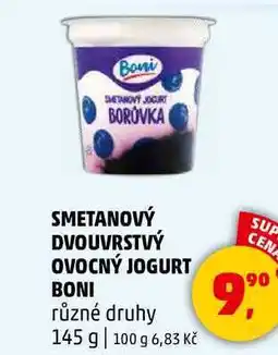 Penny Market SMETANOVÝ DVOUVRSTVÝ OVOCNÝ JOGURT BONI, 145 g nabídka