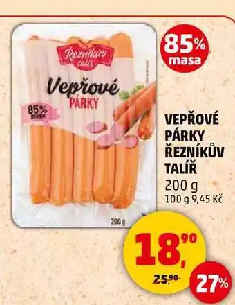 Penny Market VEPŘOVÉ PÁRKY ŘEZNÍKŮV TALÍŘ, 200 g nabídka