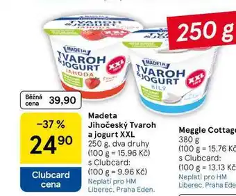 Tesco Madeta Jihočeský Tvaroh a jogurt XXL, 250 g. dva druhy nabídka