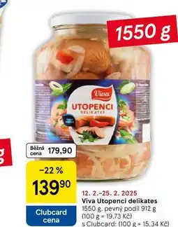 Tesco Viva Utopenci delikates, 1550 g. pevný podíl 912 g nabídka