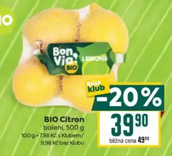 Billa BIO Citron balení, nabídka