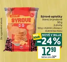 Billa Sýrové oplatky slané, bryndzové nabídka