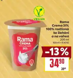 Billa Rama Crema 31% 100% rostlinná nabídka