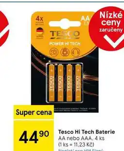 Tesco Tesco Hi Tech Baterie AA nebo AAA, 4 ks nabídka