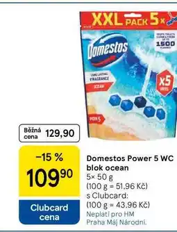 Tesco Domestos Power 5 WC blok ocean, 5x 50 g nabídka