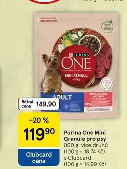 Tesco Purina One Mini Granule pro psy, 800 g, více druhů nabídka