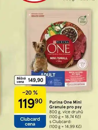 Tesco Purina One Mini Granule pro psy, 800 g, více druhů nabídka