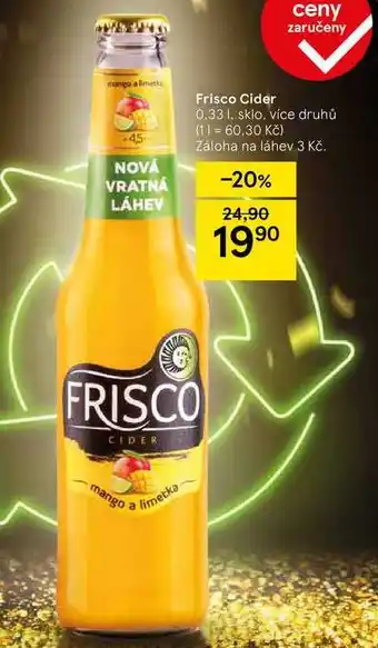 Tesco Frisco Cider, 0.33 l, sklo. více druhů nabídka