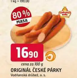 Trefa Vodňanské Kuře Original české párky 100g nabídka