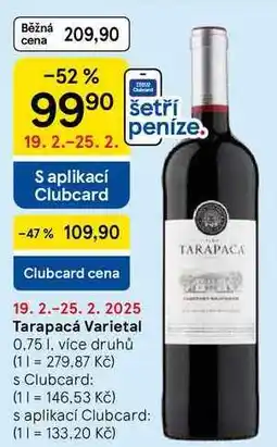 Tesco Tarapacá Varietal, 0,75 l, více druhů nabídka