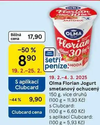 Tesco Olma Florian Jogurt smetanový ochucený, 150 g nabídka