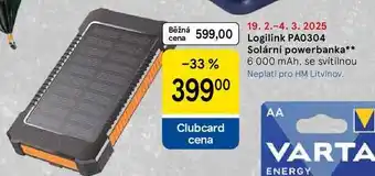 Tesco Logilink PA0304 Solární powerbanka, 6 000 mAh, se svítilnou nabídka