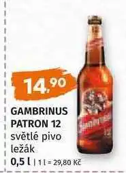 Trefa GAMBRINUS PATRON 12 světlé pivo ležák 0,5l nabídka