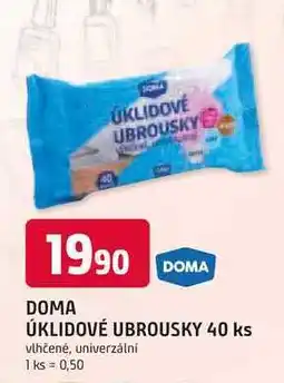 Trefa DOMA ÚKLIDOVÉ UBROUSKY 40 ks vlhčené, univerzální nabídka