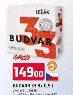 Trefa BUDVAR 33 8x 0,5 l nabídka