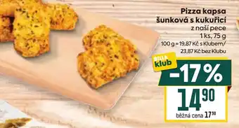 Billa Pizza kapsa šunková s kukuřicí nabídka