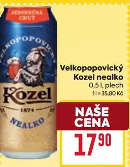 Billa Velkopopovický Kozel nealko nabídka