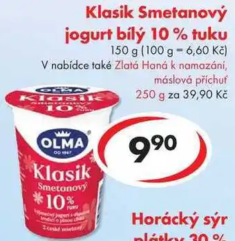 CBA Klasik Smetanový jogurt bílý 10% tuku, 150 g nabídka