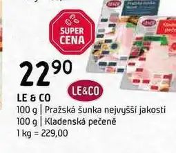 Terno LE&CO Pražská šunka nejvyšší jakosti 100 g Kladenská pečeně 100g nabídka