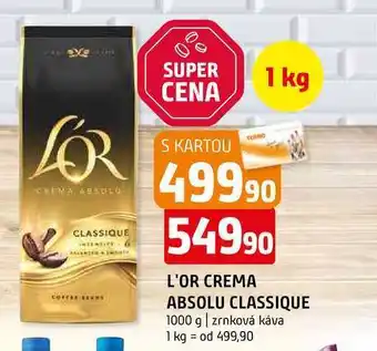 Terno L'OR crema absolu classique 1000 g zrnková káva nabídka