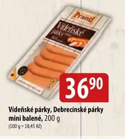 Bala Vídeňské párky, Debrecínské párky mini balené nabídka