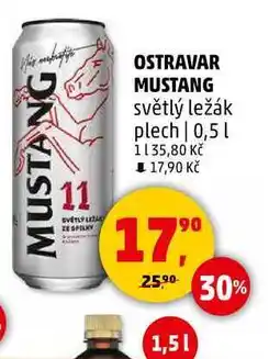 Penny Market OSTRAVAR MUSTANG světlý ležák plech, 0,5 l nabídka