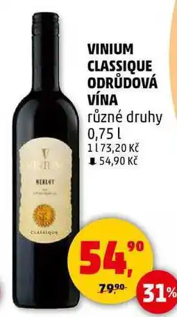 Penny Market VINIUM CLASSIQUE ODRŮDOVÁ VÍNA, 0,75 l nabídka