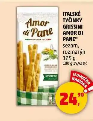 Penny Market ITALSKÉ TYČINKY GRISSINI AMOR DI PANE, 125 g nabídka