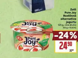 Billa Zott pure joy rostlinná alternativa jogurtu nabídka