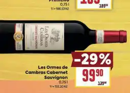 Billa Les ormes de cambras cabernet sauvignon nabídka