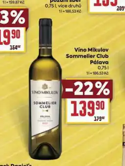 Billa Víno mikulov sommelier club pálava nabídka