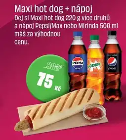 BonVeno Maxi hot dog 220 g více druhů a nápoj Pepsi/Max nebo Mirinda 500 ml nabídka