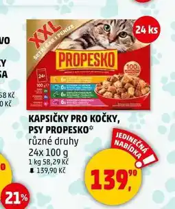 Penny Market KAPSIČKY PRO KOČKY, PSY PROPESKO, 24x 100 g nabídka