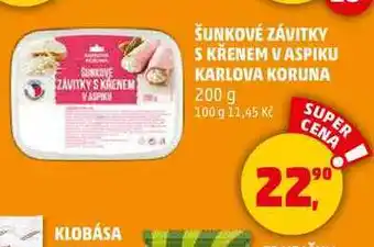 Penny Market ŠUNKOVÉ ZÁVITKY S KŘENEM V ASPIKU KARLOVA KORUNA, 200 g nabídka