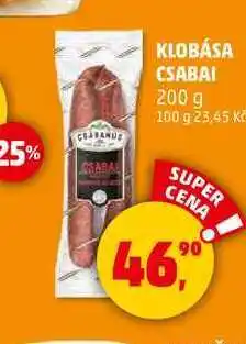 Penny Market KLOBÁSA CSABAI, 200 g nabídka