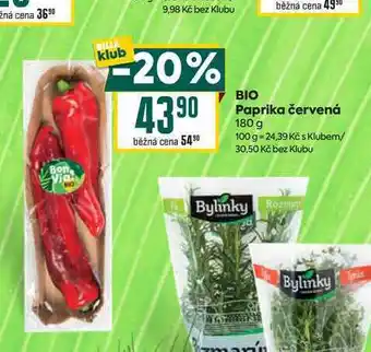 Billa BIO Paprika červená 180 g nabídka