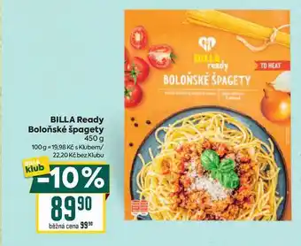 Billa BILLA Ready Boloňské špagety 450 g nabídka