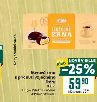 Billa Kávová zrna s příchutí vaječného likéru 160 g nabídka