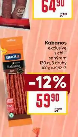 Billa Kabanos exclusive s chilli se sýrem 120 g nabídka