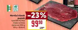 Billa Hovězí steak pupek vyzrálé hovězí maso z Irska cena za 250 g nabídka