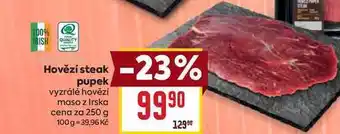 Billa Hovězí steak pupek vyzrálé hovězí maso z Irska cena za 250 g nabídka