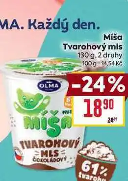 Billa Míša Tvarohový mls 130 g nabídka