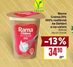 Billa Rama Crema 31% 100% rostlinná ke šlehání a na vaření 200 ml nabídka