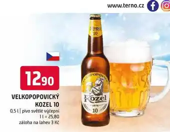 Terno Velkopopovický Kozel Pivo výčepní světlé plechovka 0,5l nabídka