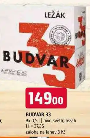 Terno Budvar 33 8x 0,5l pivo světlý ležák nabídka