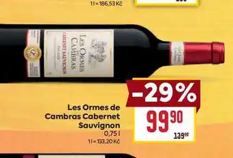 Billa Les Ormes de Cambras Cabernet Sauvignon 0,75l nabídka