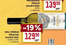 Billa SOL VINEUS Hibernal pozdní sběr suché, 0,75l nabídka