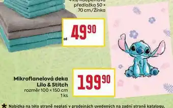 Billa Mikroflanelová deka Lilo & Stitch rozměr 100 x 150 cm předložka 50 x 70 cm/žinka 1ks nabídka