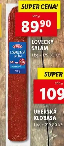 Lidl Lovecký salám nabídka