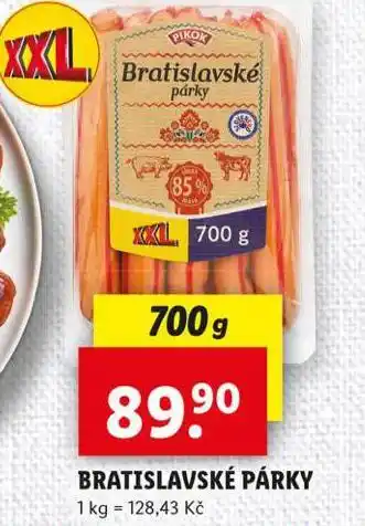 Lidl Bratislavské párky nabídka